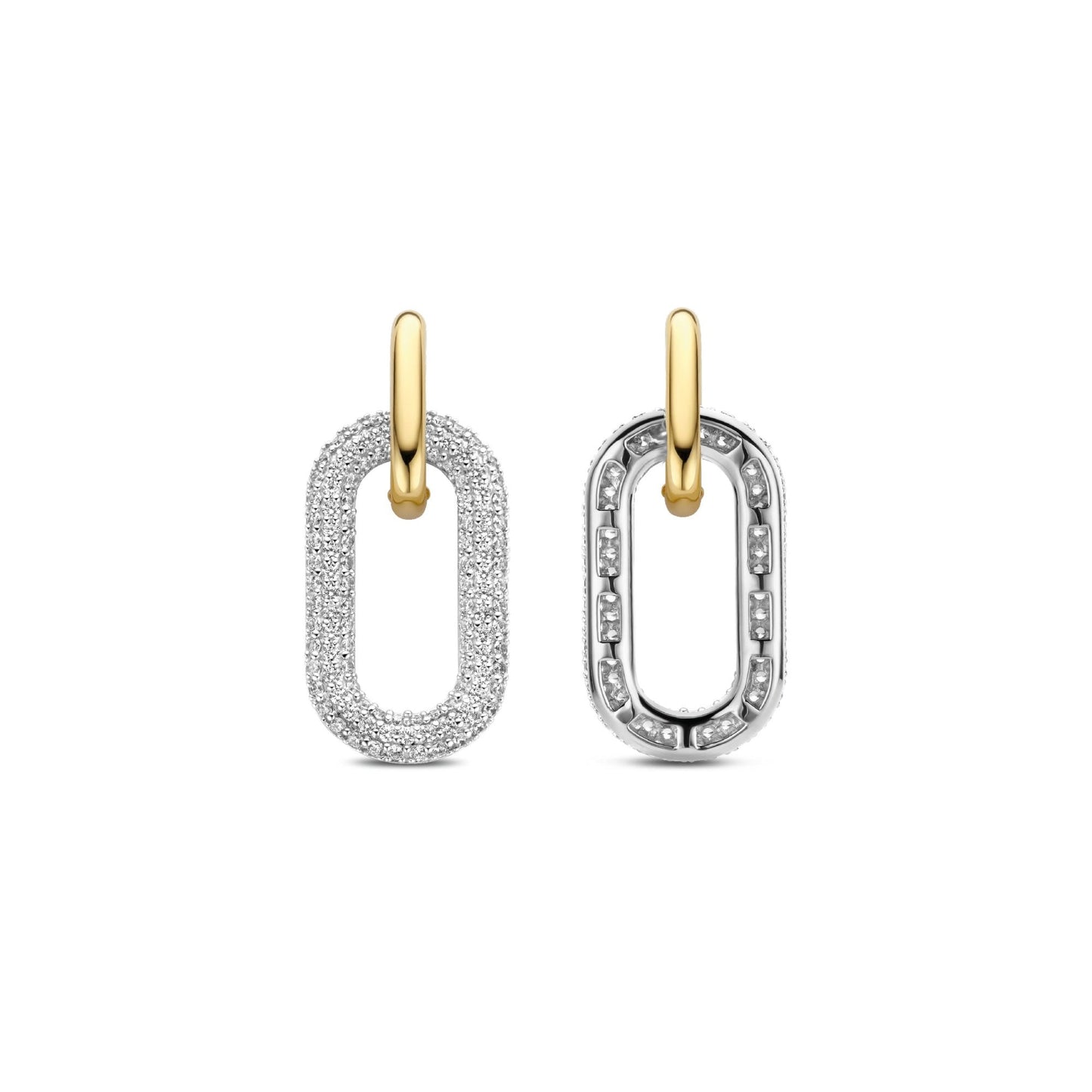 Sterling Silver Gold Finished Ladies CZ Drop Earrings 7844ZY