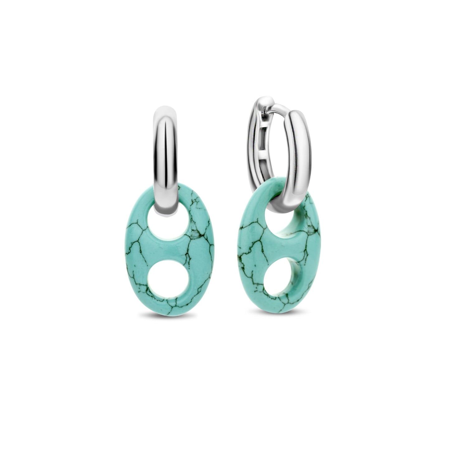 Sterling Silver Turquoise Ladies Hoops Earrings 7879TQ