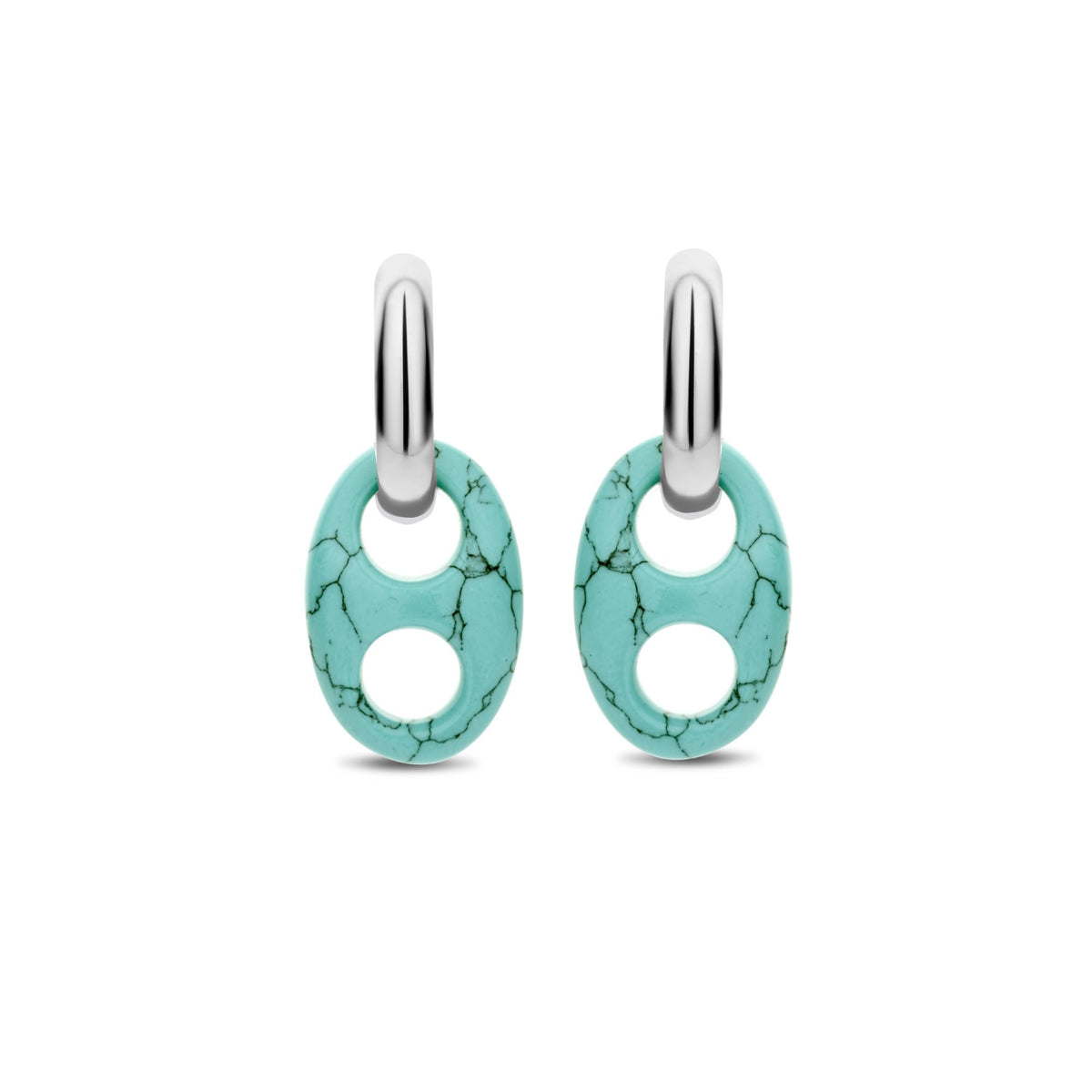 Sterling Silver Turquoise Ladies Hoops Earrings 7879TQ