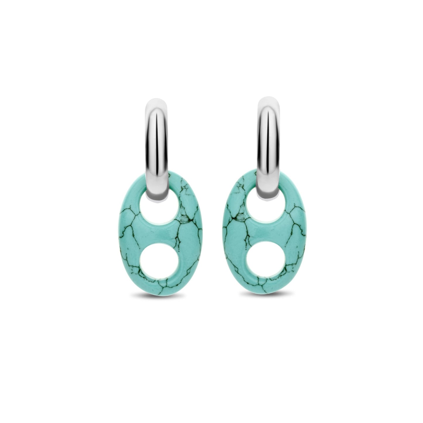 Sterling Silver Turquoise Ladies Hoops Earrings 7879TQ