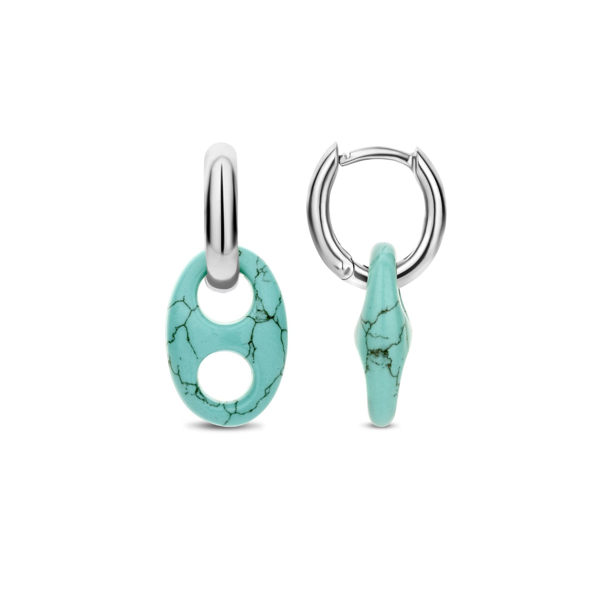 Sterling Silver Turquoise Ladies Hoops Earrings 7879TQ