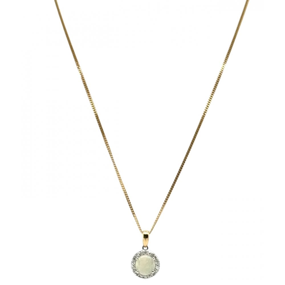 Ladies 18ct Gold Opal and Diamond Pendant
