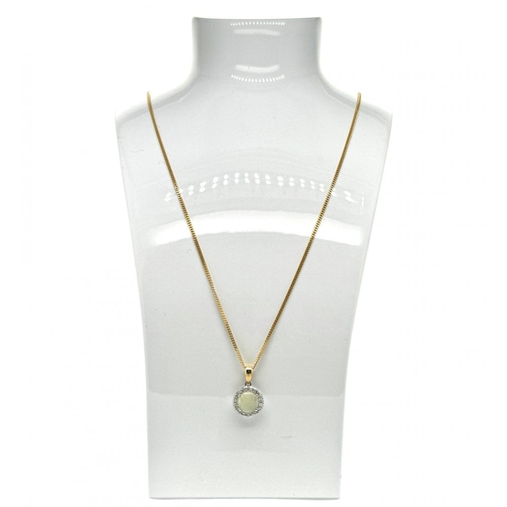 Ladies 18ct Gold Opal and Diamond Pendant