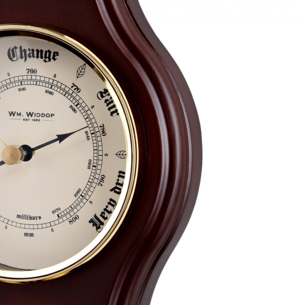 Dark Wooden Barometer with Temperature & Humidity W7933