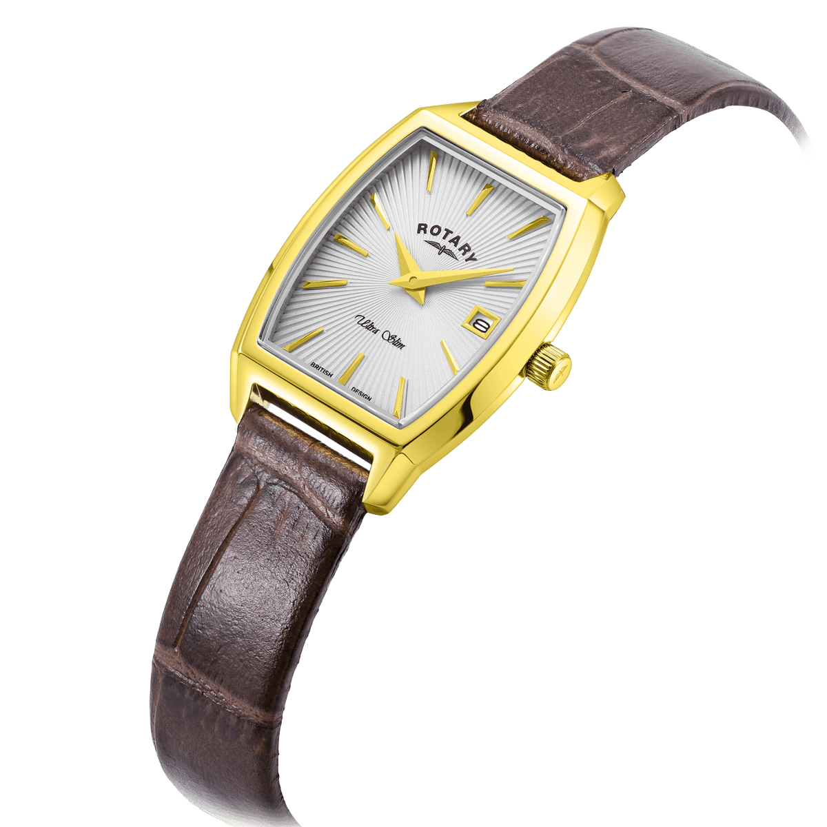 Ladies Gold Tone Tonneau Ultra Slim Watch on Strap LS08018/06