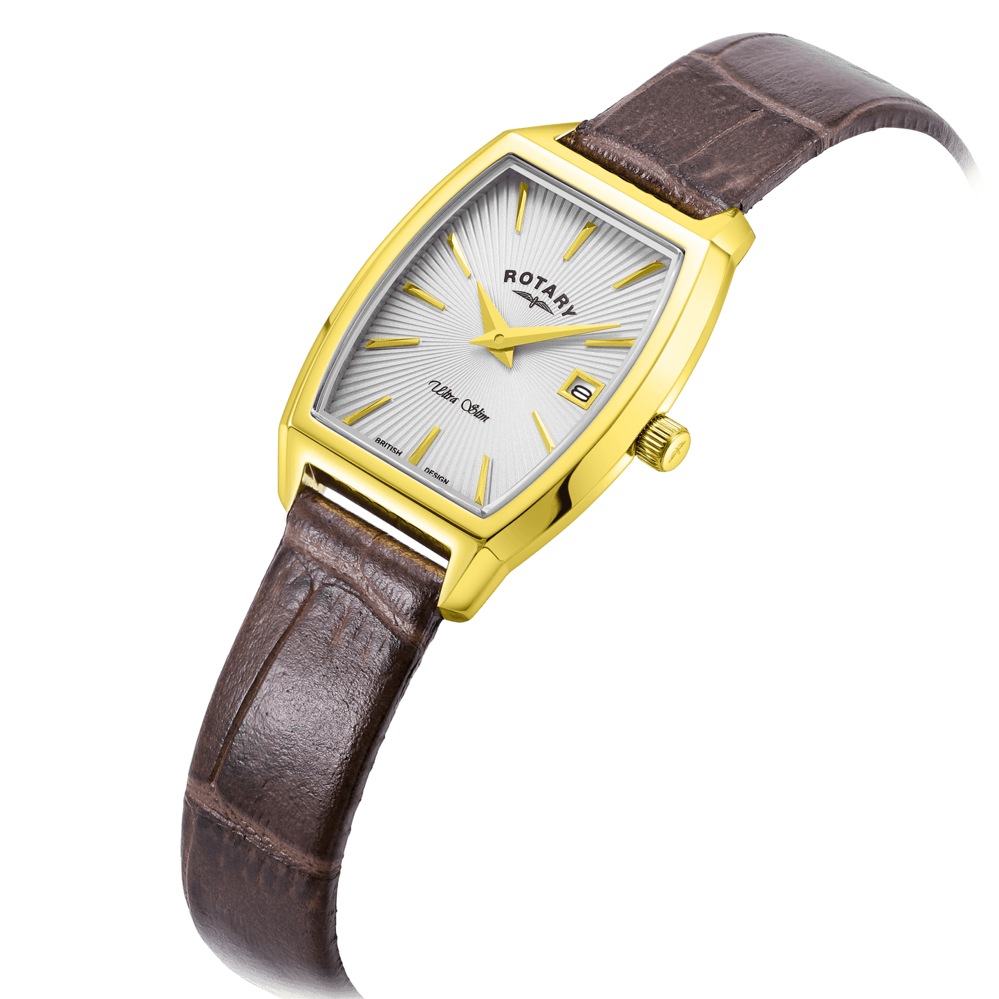 Ladies Gold Tone Tonneau Ultra Slim Watch on Strap LS08018/06