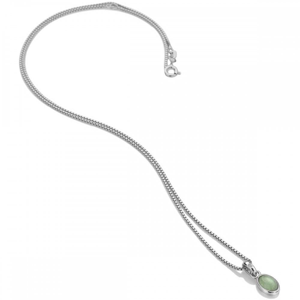 Sterling Silver Birthstone March Adventurine Oval Pendant DP756