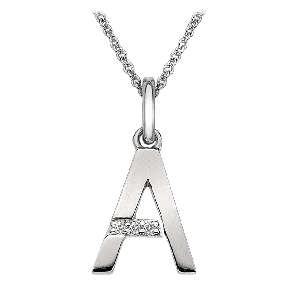Sterling Silver Initial A Diamond Pendant DP401