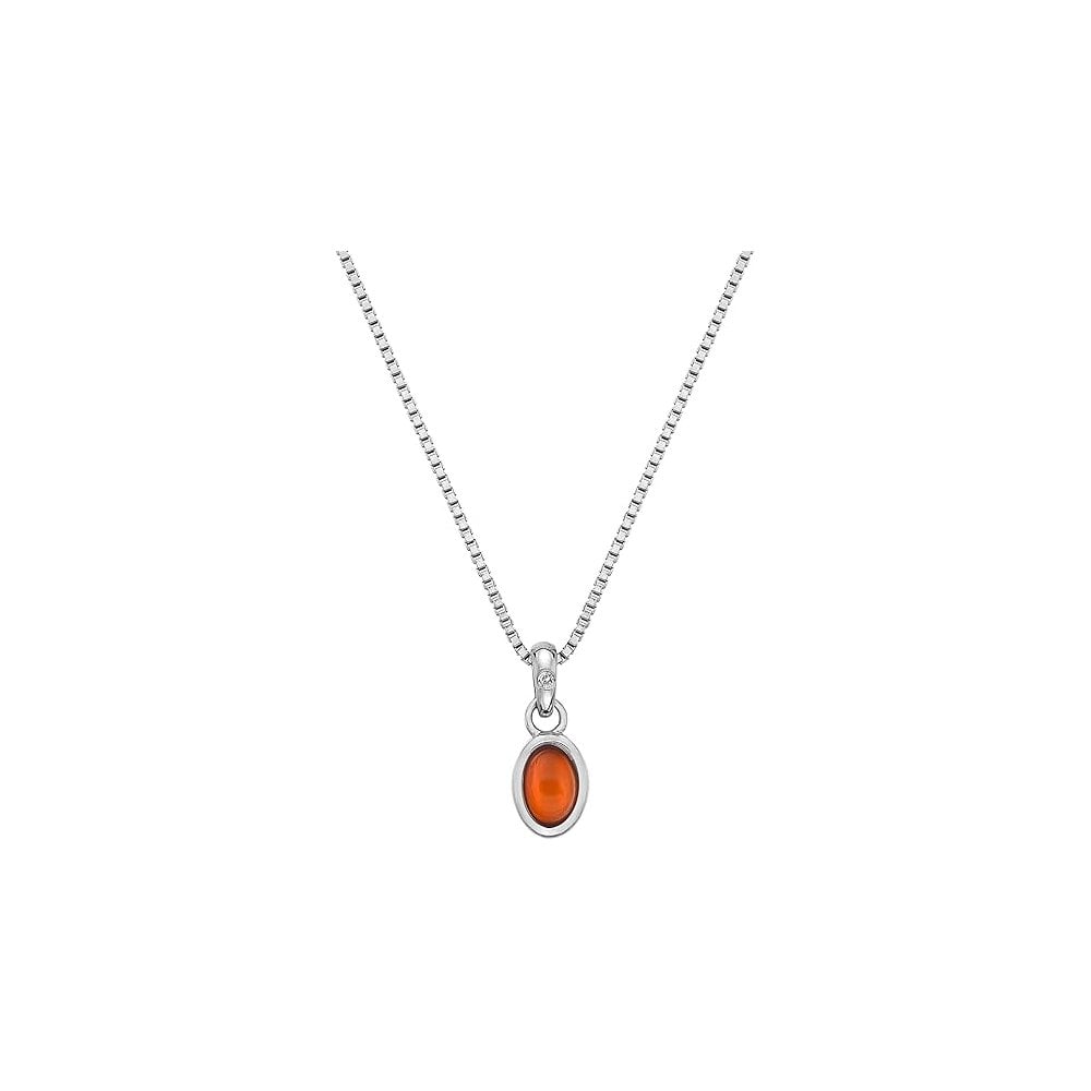 Sterling Silver July Red Carnelian Birthstone Pendant DP760
