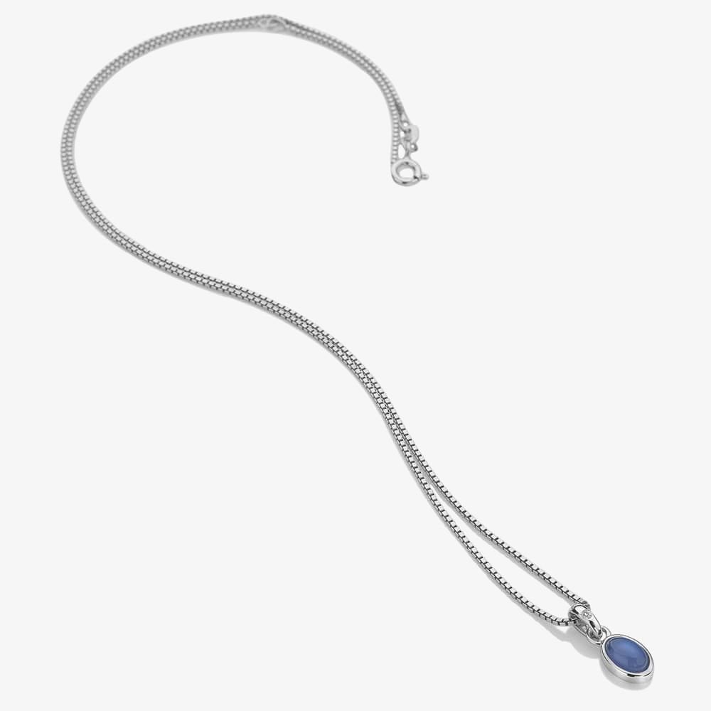 Sterling Silver September Blue Agate Pendant DP762
