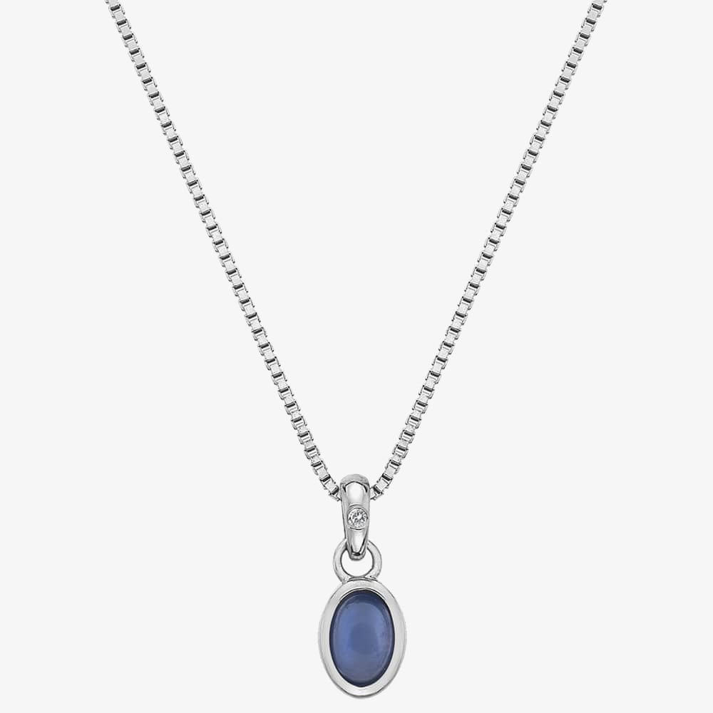 Sterling Silver September Blue Agate Pendant DP762