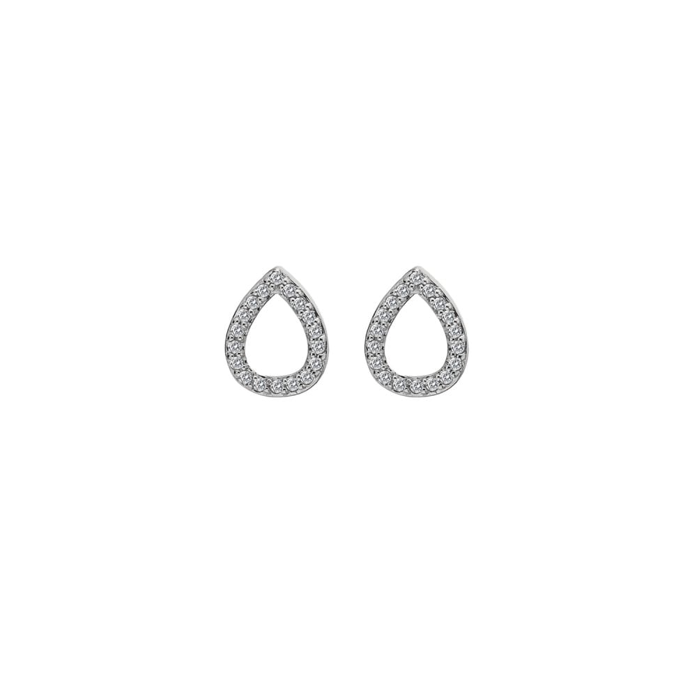 Sterling Silver Diamond & White Topaz Ladies Stud Earrings DE555