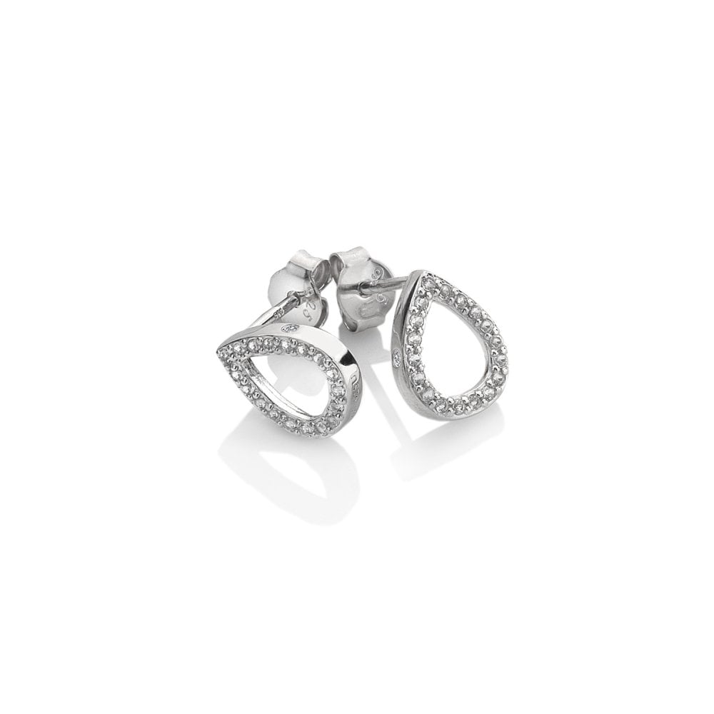 Sterling Silver Diamond & White Topaz Ladies Stud Earrings DE555