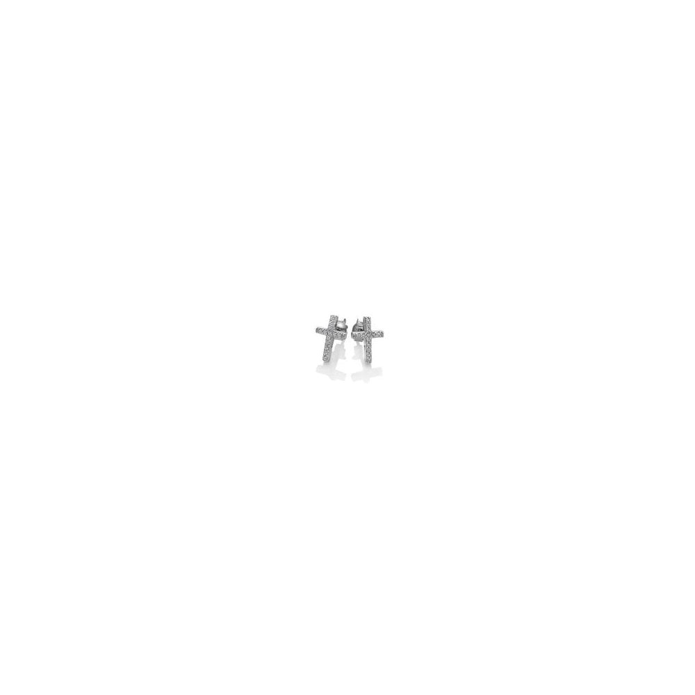 Sterling Silver Striking Bliss Topaz Cross Stud Earrings DE552