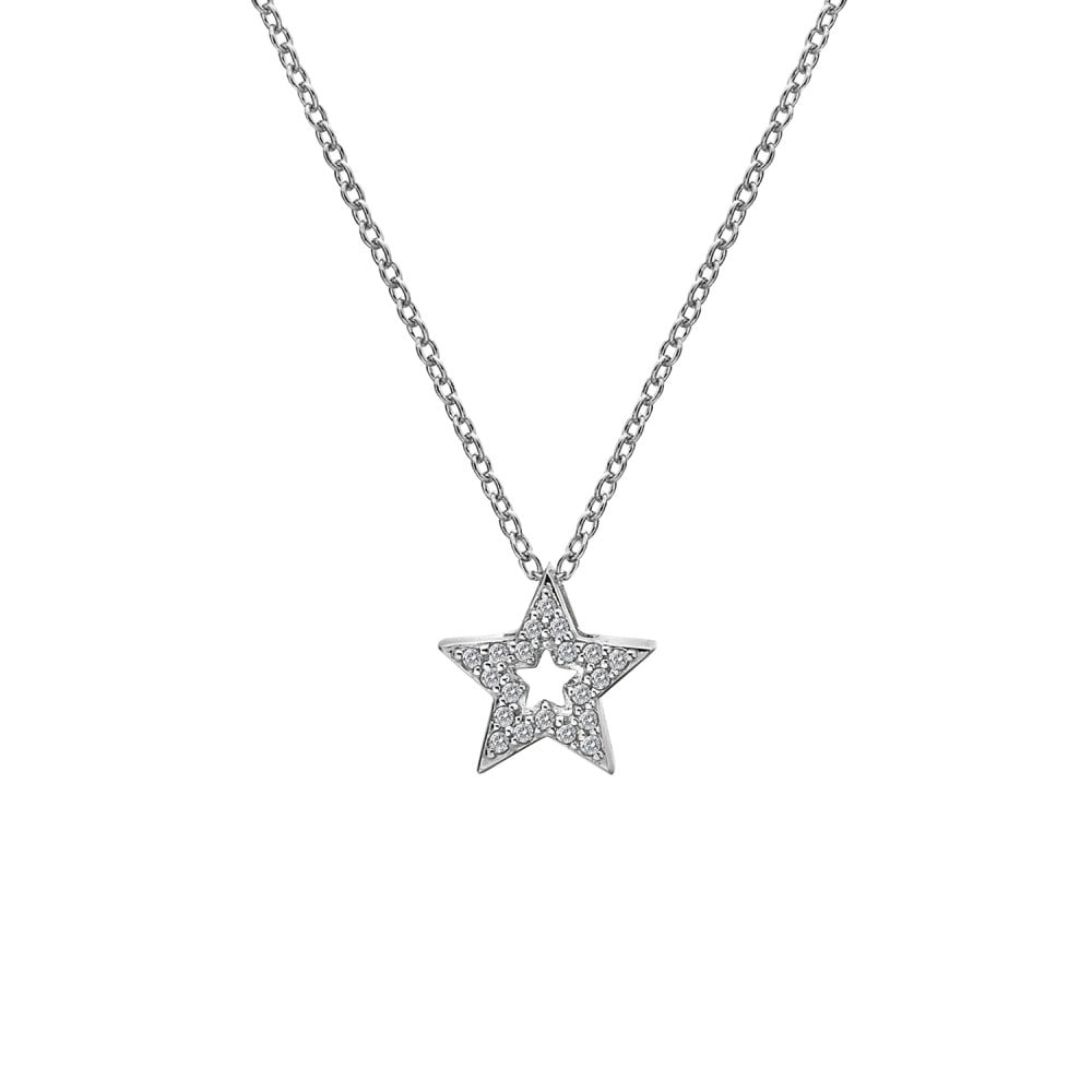 Sterling Silver Ladies Micro Star Diamond Pendant DP697
