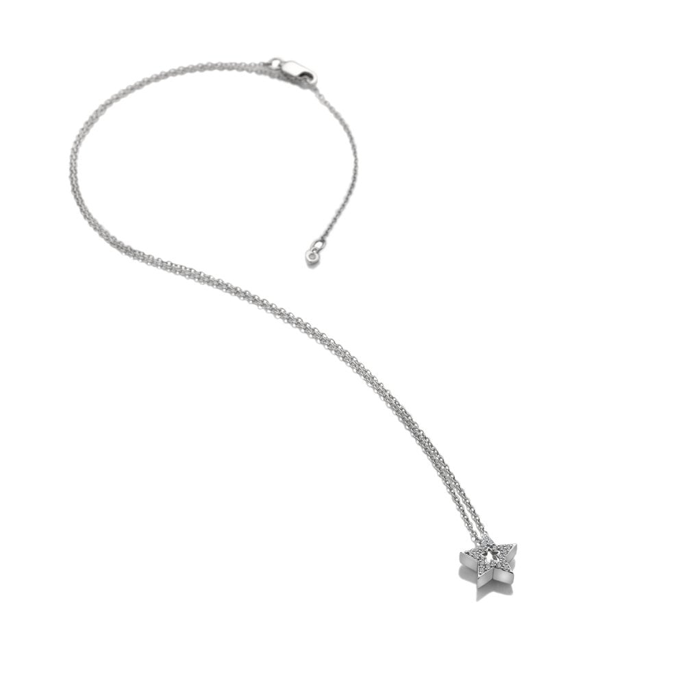 Sterling Silver Ladies Micro Star Diamond Pendant DP697
