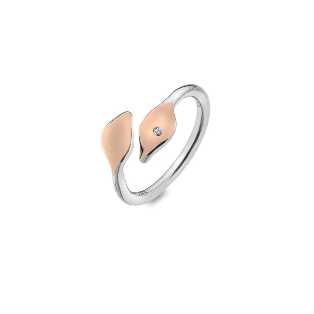 Sterling Silver Gold `finish Diamond Blossom Ring DR198