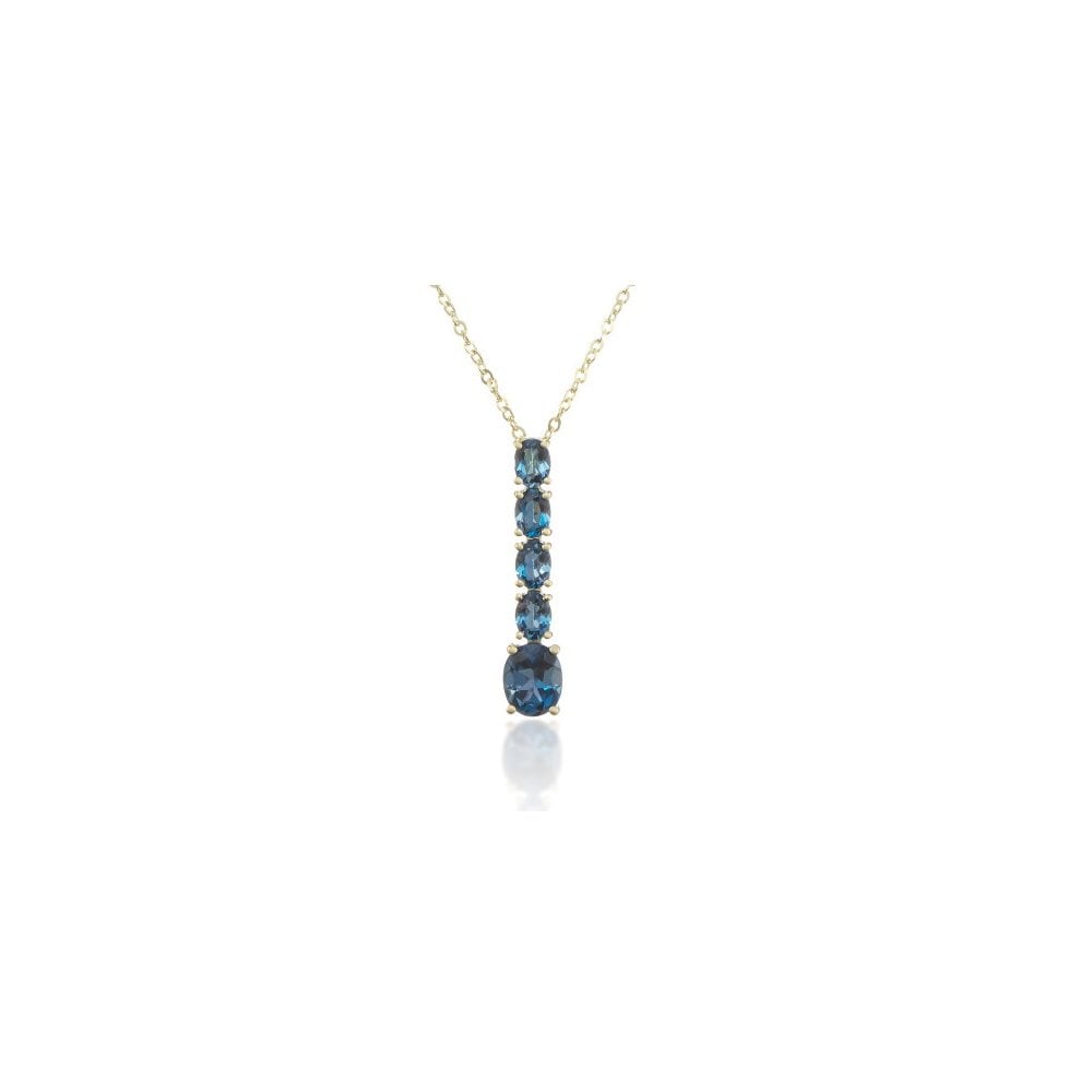 9ct Yellow Gold London Blue Topaz Pendant Necklace