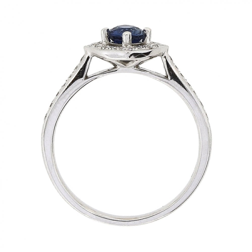 18ct White Gold Diamond & Sapphire Cluster Ring