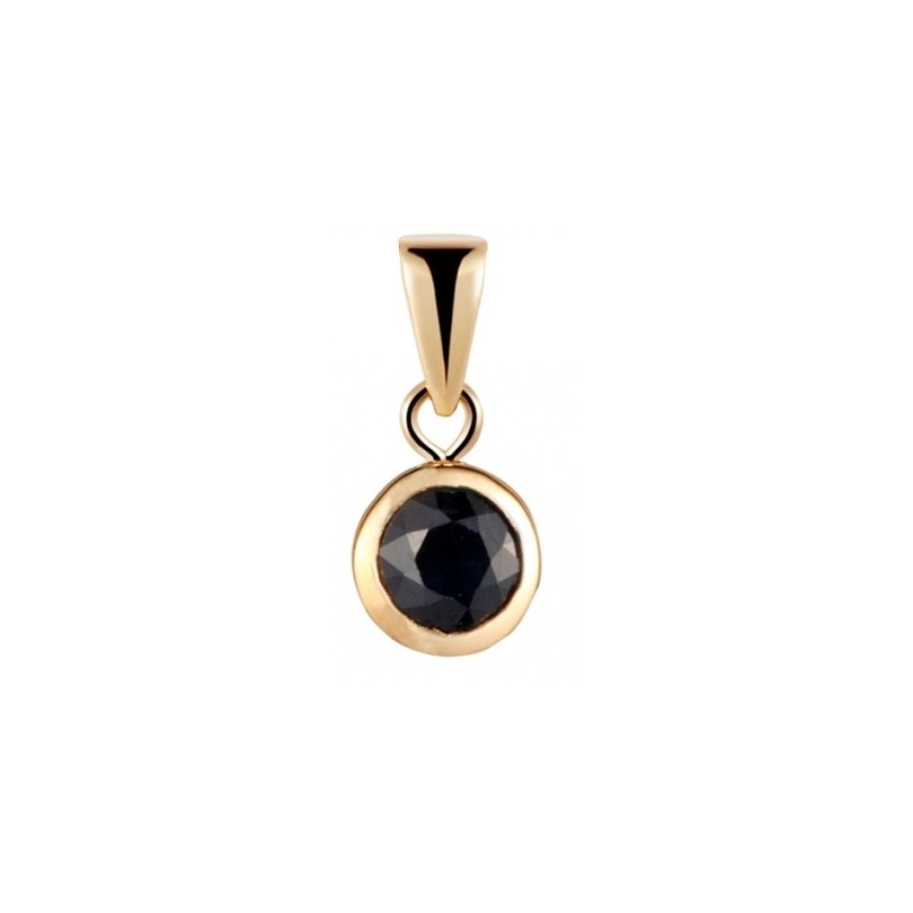 9ct Yellow Gold 5mm Sapphire Pendant With 18'' Chain