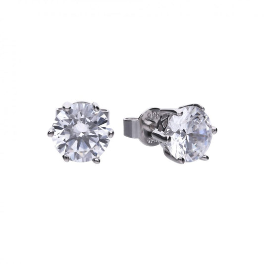 Diamonfire Sterling Silver 2ct CZ Solitaire Earrings