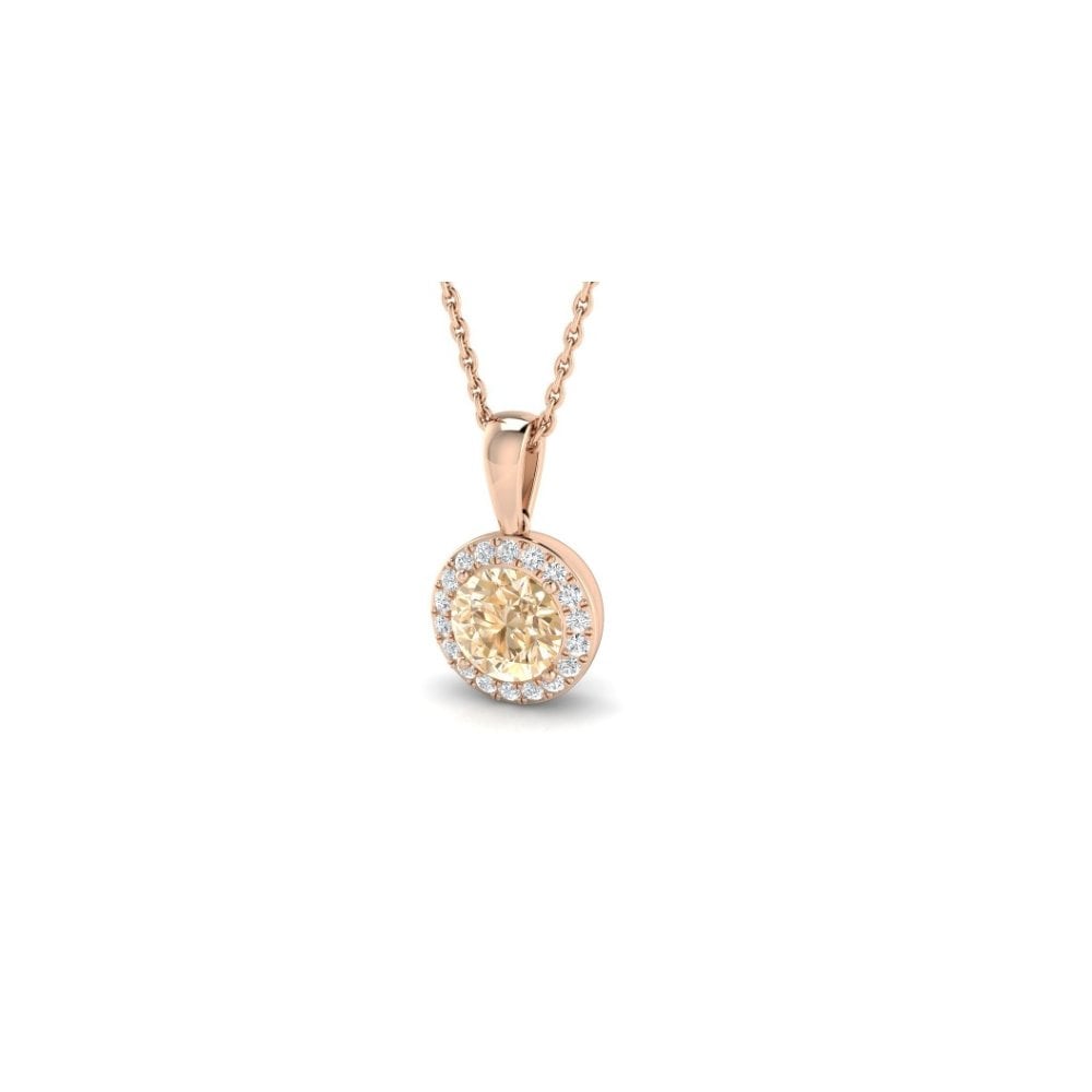 9ct Rose Gold Morganite & Diamond Cluster Pendant