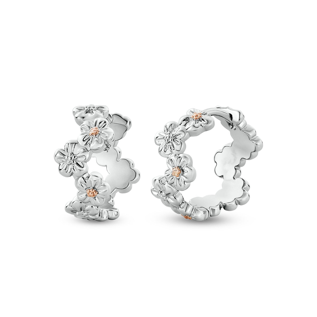 Silver & Gold Forget Me Not Huggie Hoops 3SFMN834