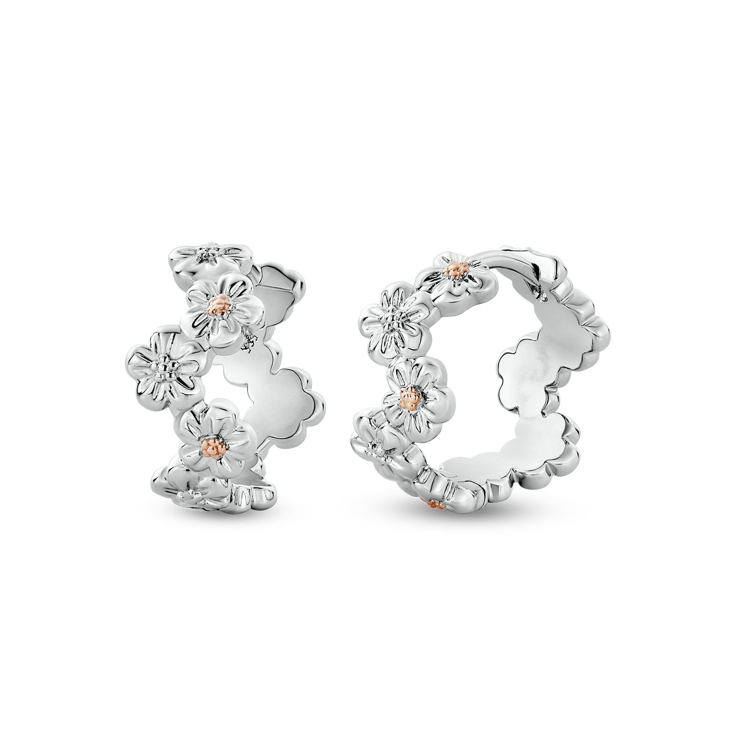Silver & Gold Forget Me Not Huggie Hoops 3SFMN834