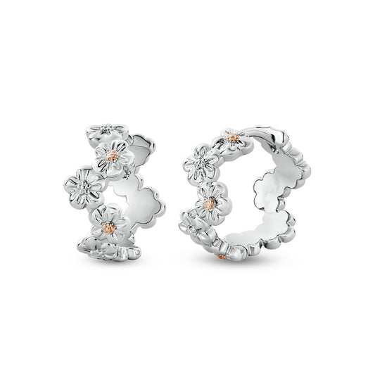 Silver & Gold Forget Me Not Huggie Hoops 3SFMN834