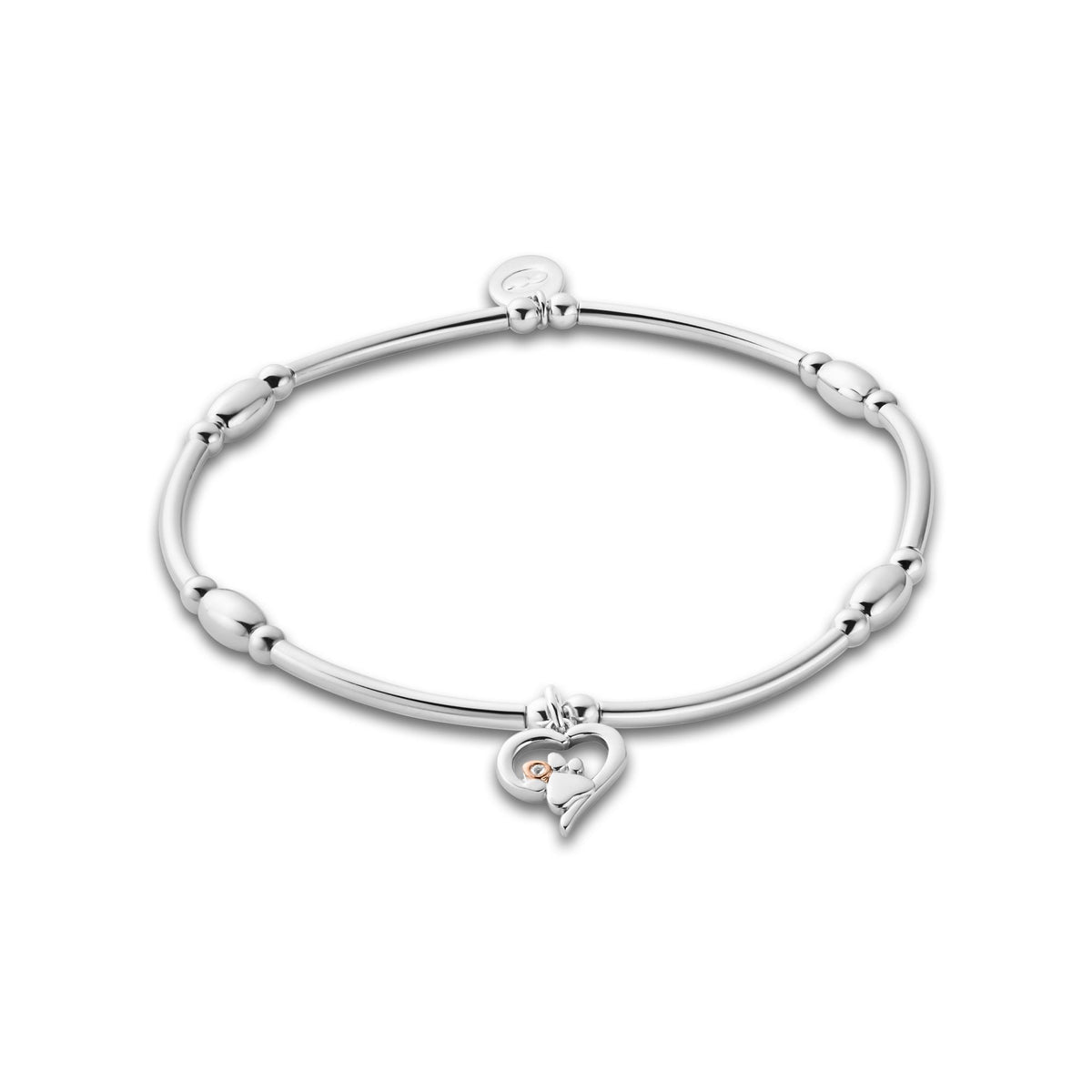 Silver & Gold Paw Prints Heart Affinity Topaz Bracelet 3SPMH880