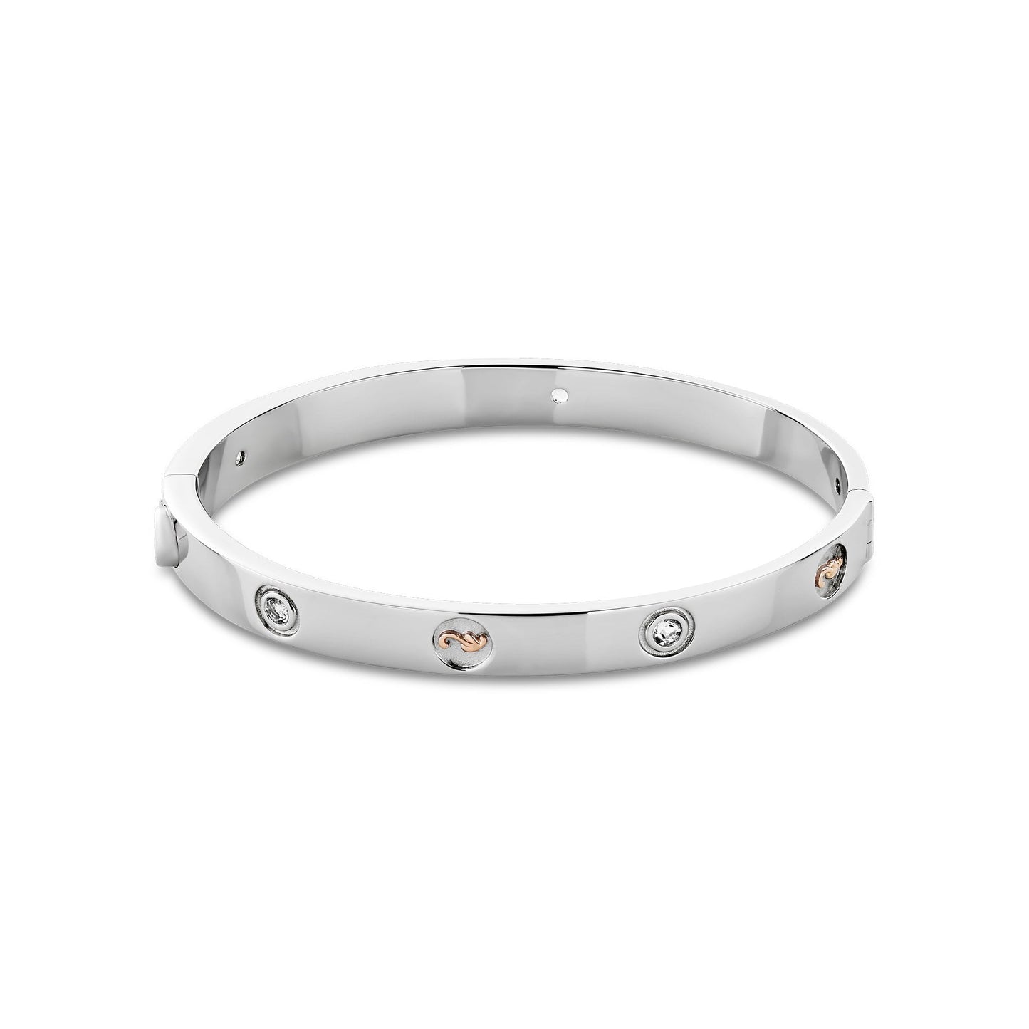 Silver & Gold Ladies Insignia White Topaz Bangle 3SINS842
