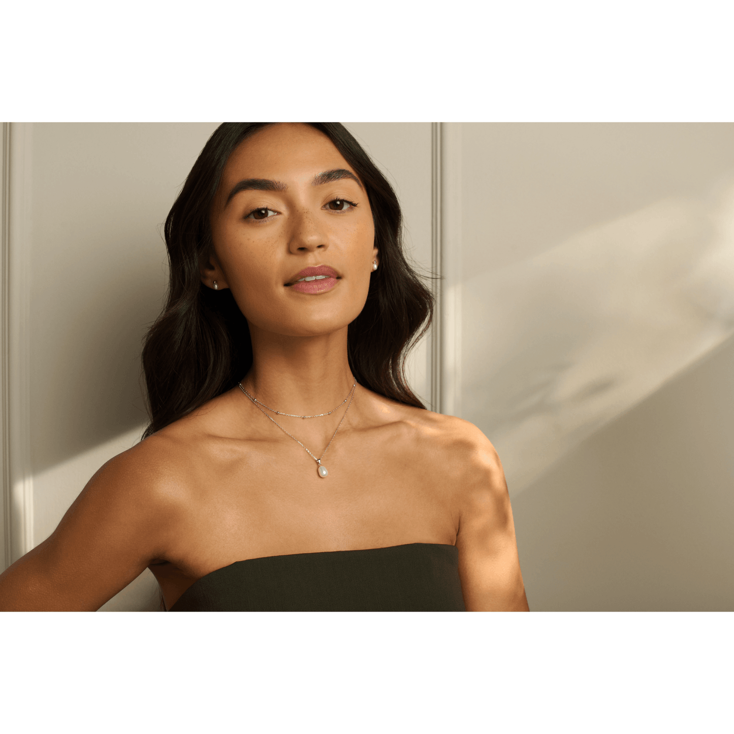 Silver & Gold Beachcomber Layered Necklace With Pearl 3SBCH829