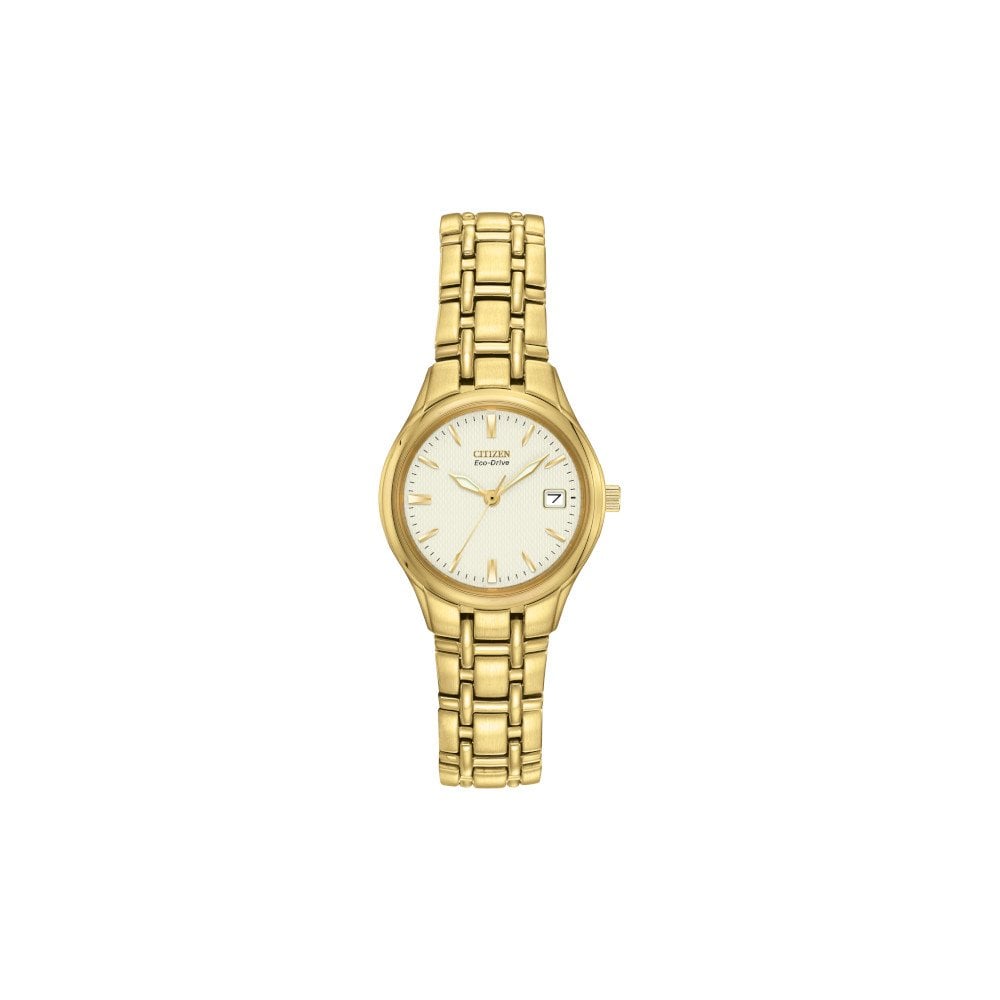Ladies Gold Tone Citizen Eco-Drive Watch on Bracelet EW1262-55P