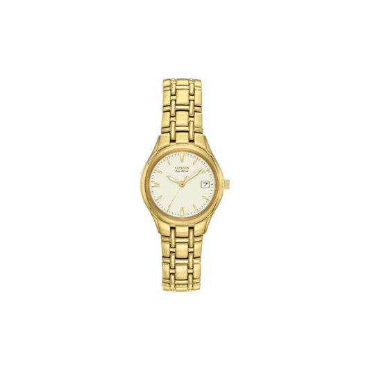 Ladies Gold Tone Citizen Eco-Drive Watch on Bracelet EW1262-55P
