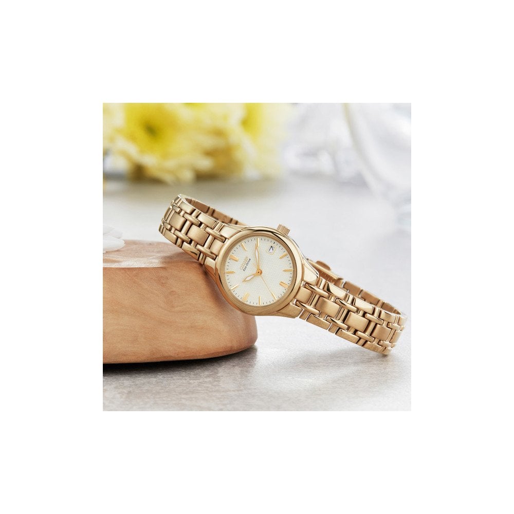 Ladies Gold Tone Citizen Eco-Drive Watch on Bracelet EW1262-55P