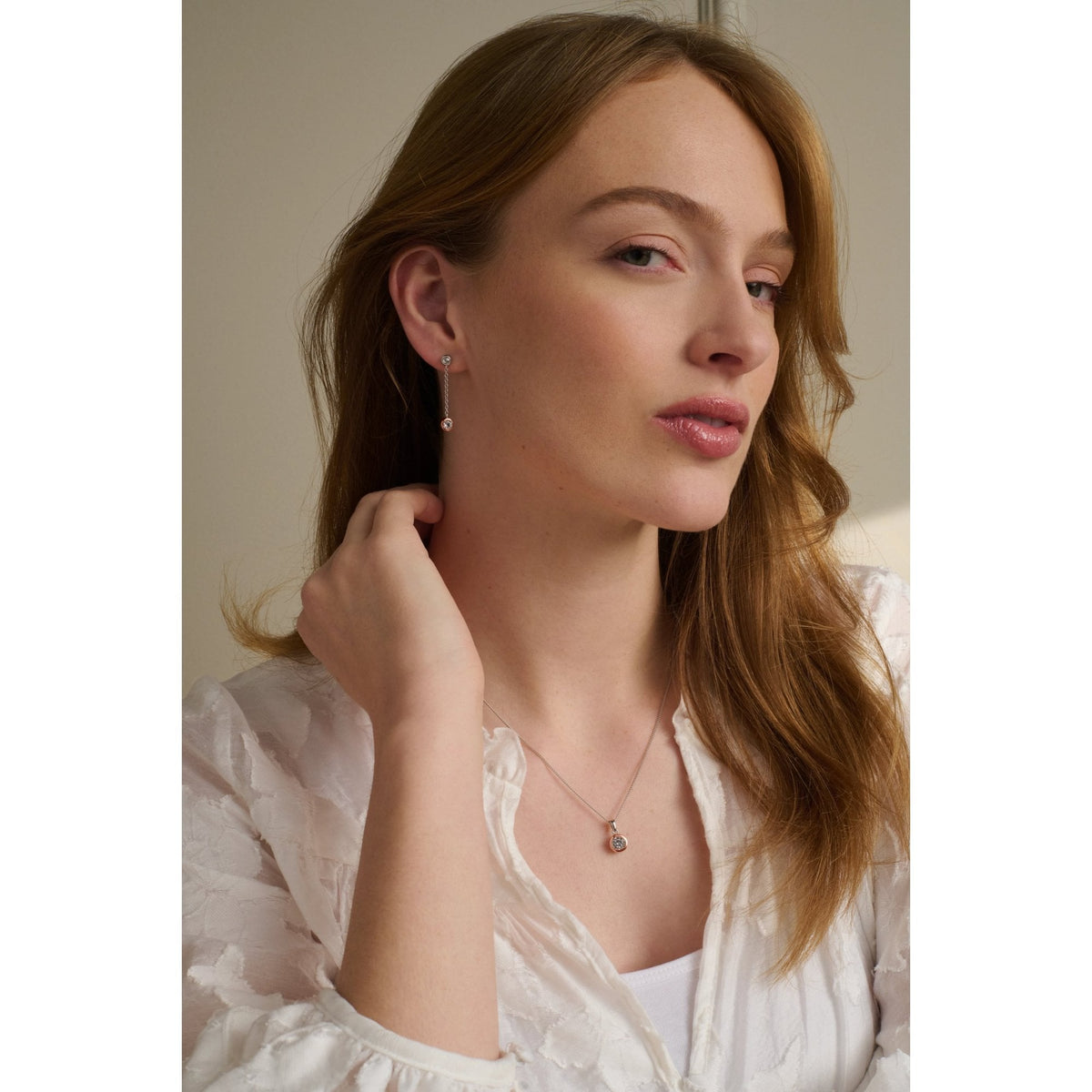 Silver & Gold Celebration Drop Chain Topaz Earrings 3SCEL846