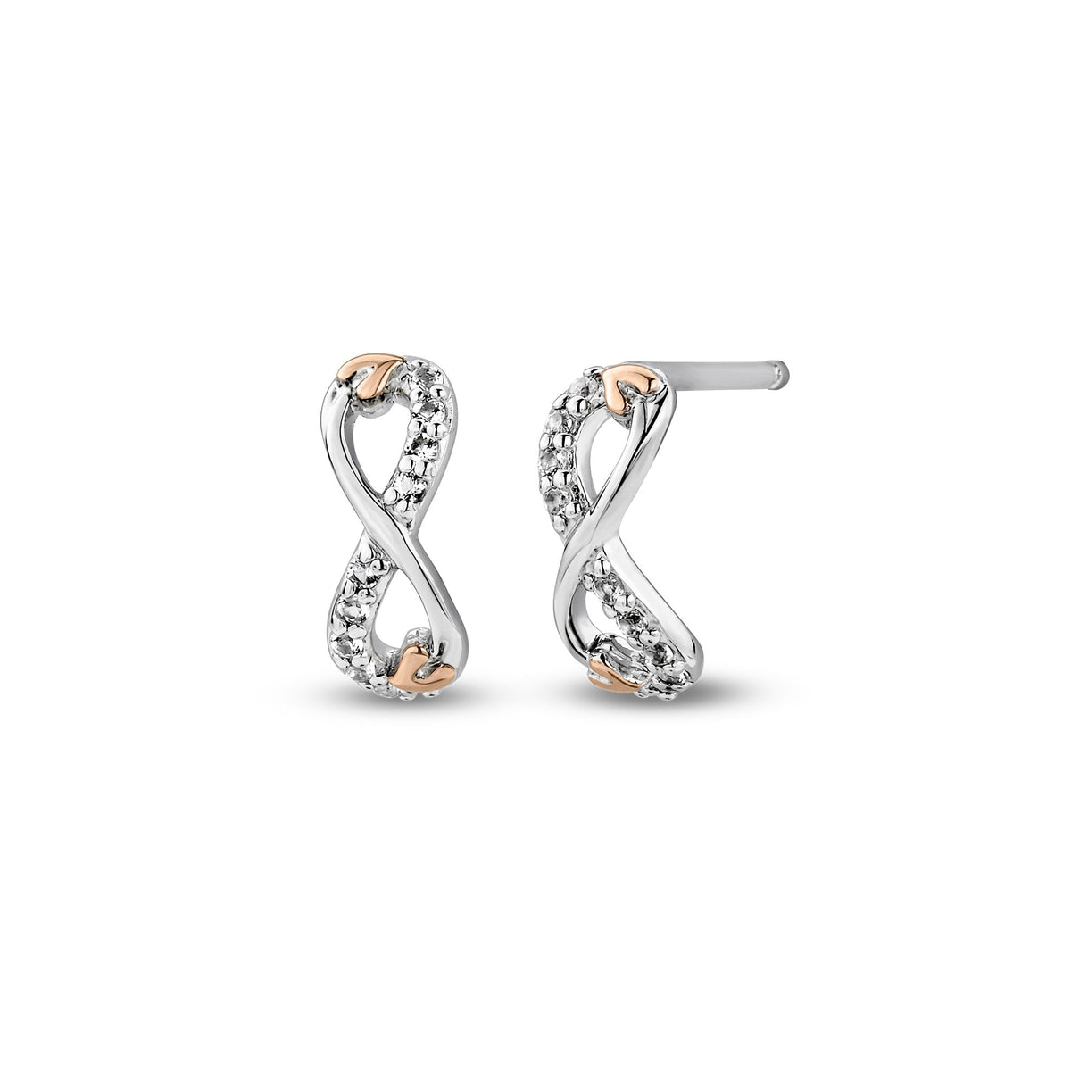 Silver & Gold Tree Of Life Topaz Infinity Stud Earrings 3STOL853