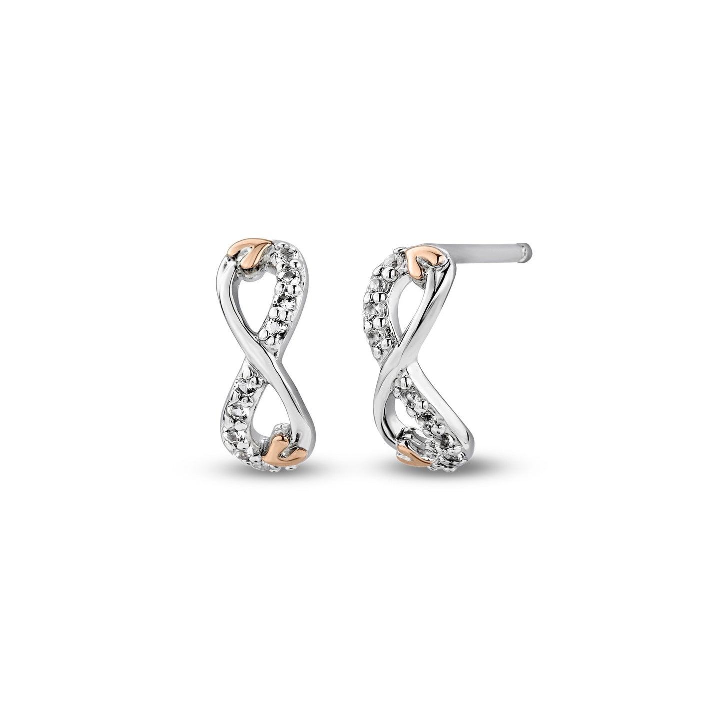 Silver & Gold Tree Of Life Topaz Infinity Stud Earrings 3STOL853