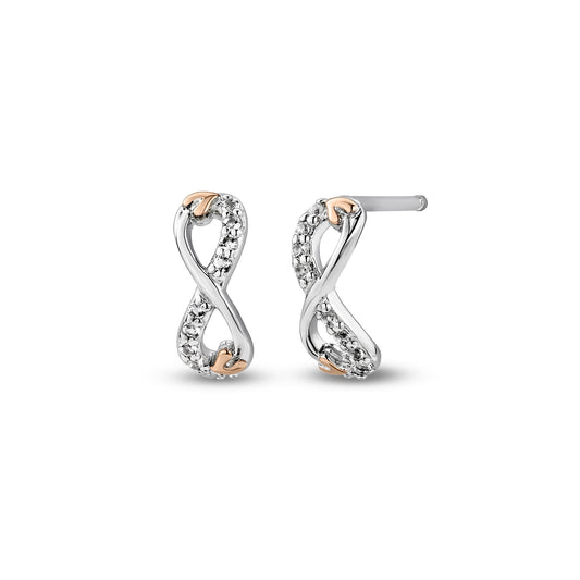 Silver & Gold Tree Of Life Topaz Infinity Stud Earrings 3STOL853