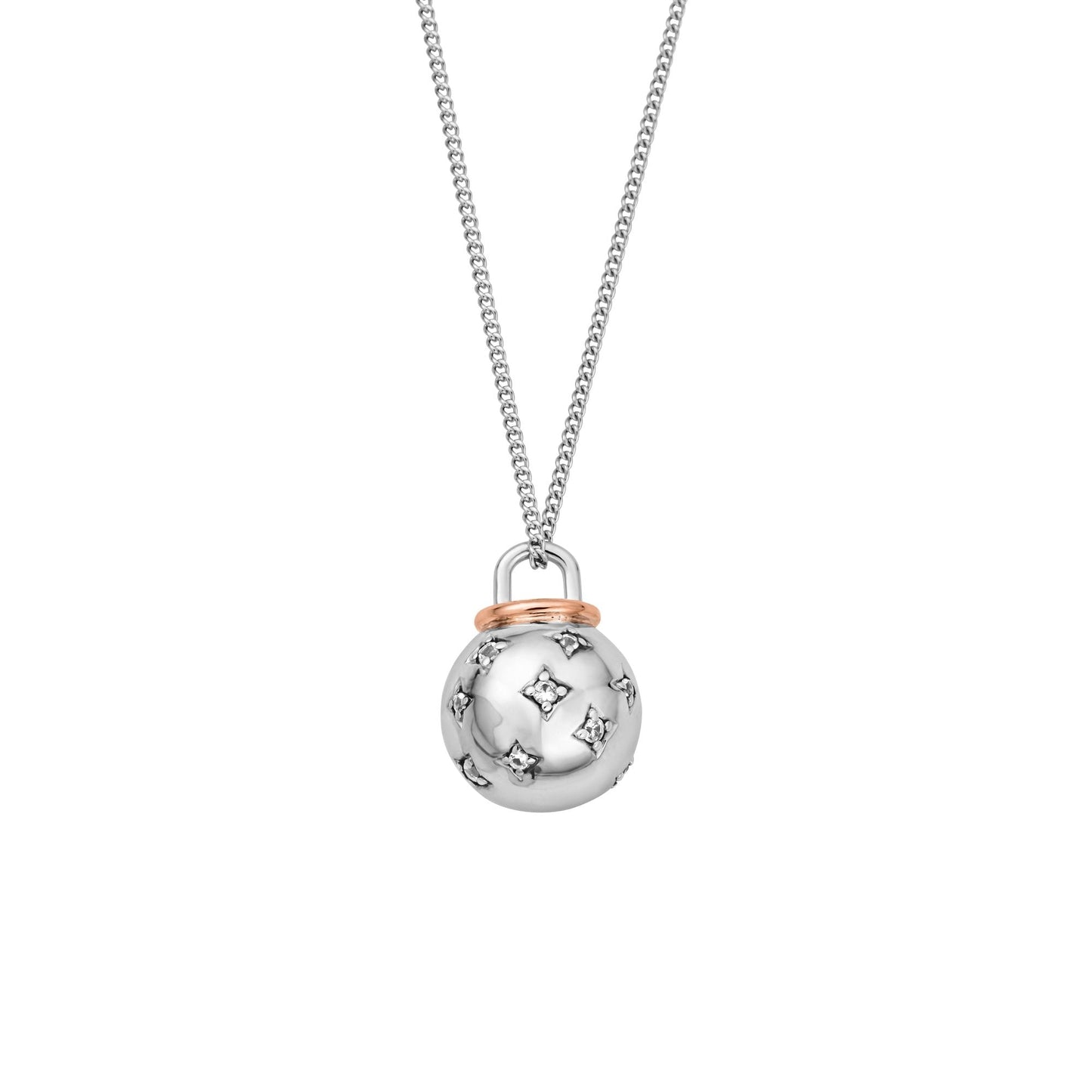 Silver and Welsh Gold Ladies White Topaz Ball Pendant 3SCCB0814