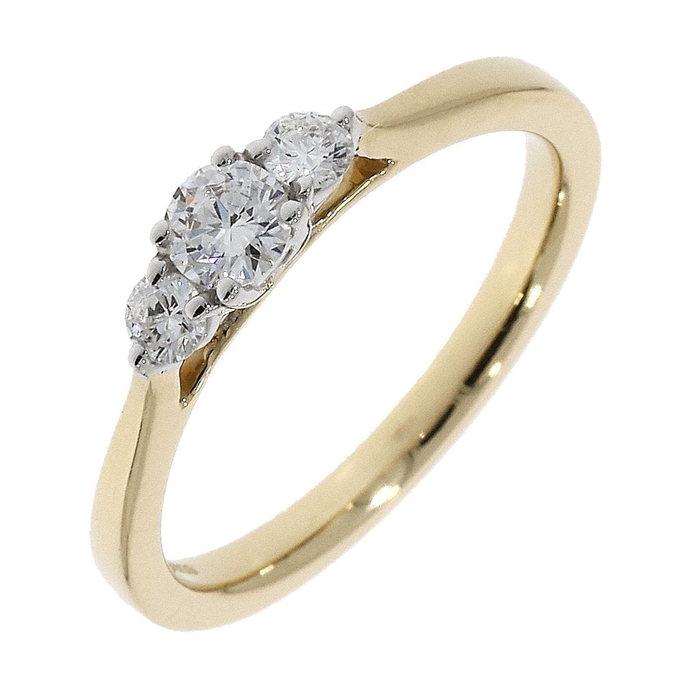 Ladies 18ct Gold Diamond 3 Stone Engagement Ring