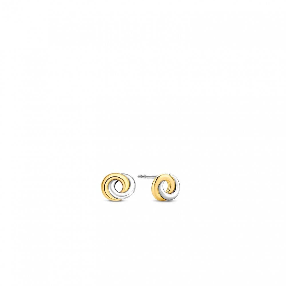 Ladies Sterling Silver and Gold Tone Finish Earrings 7784SY