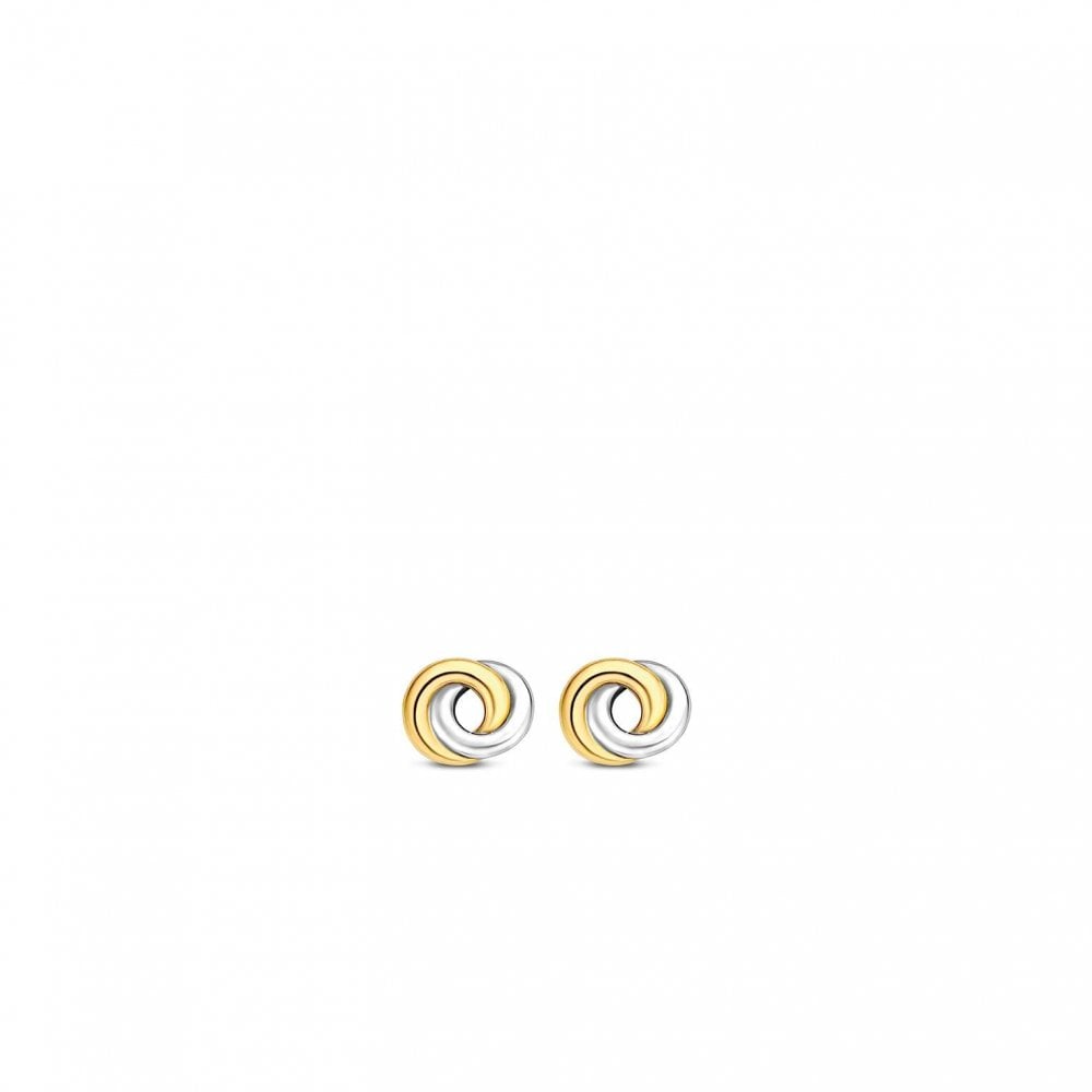 Ladies Sterling Silver and Gold Tone Finish Earrings 7784SY