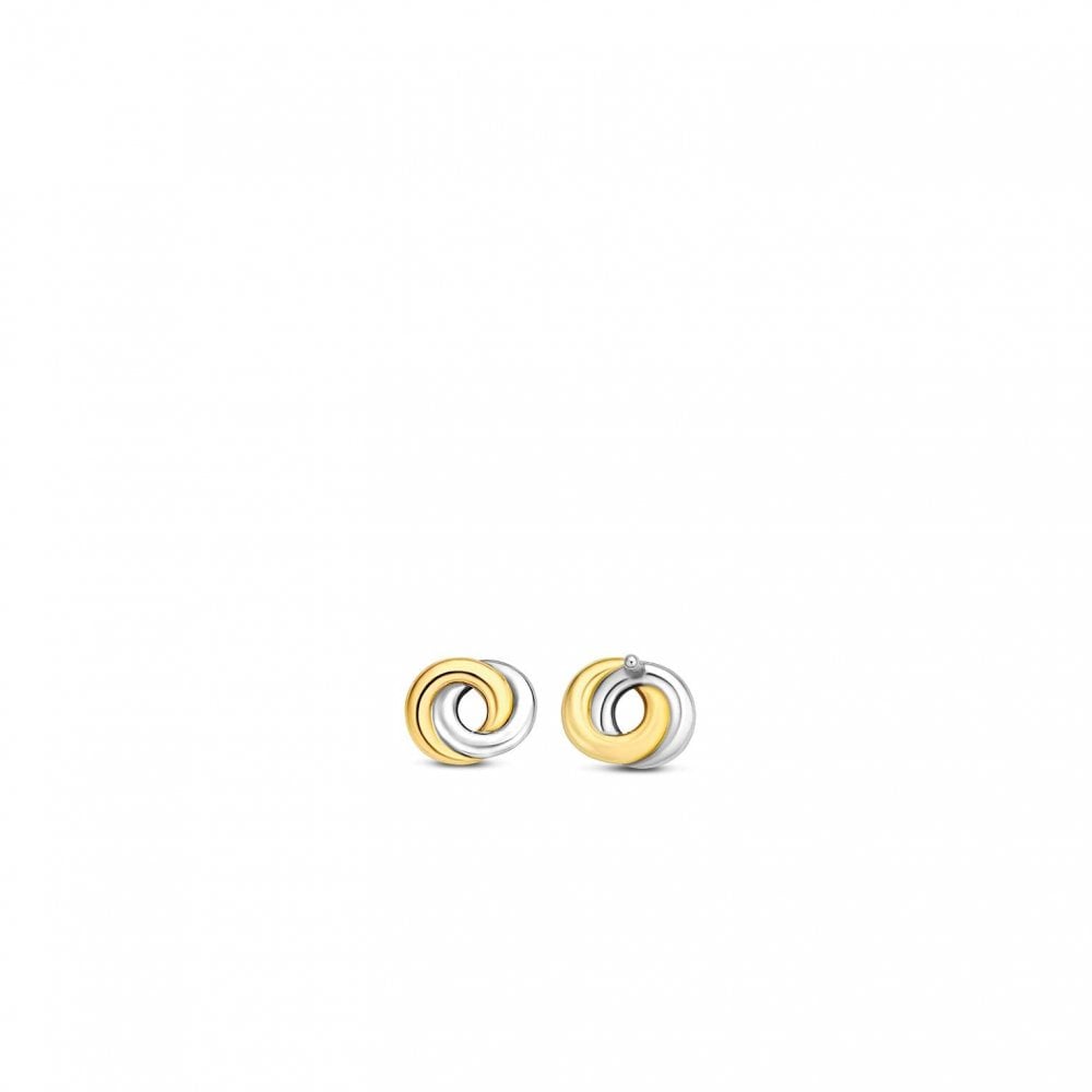 Ladies Sterling Silver and Gold Tone Finish Earrings 7784SY