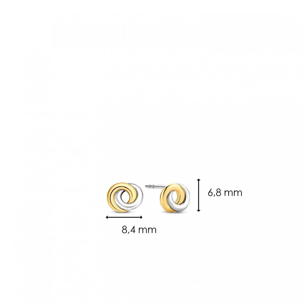 Ladies Sterling Silver and Gold Tone Finish Earrings 7784SY
