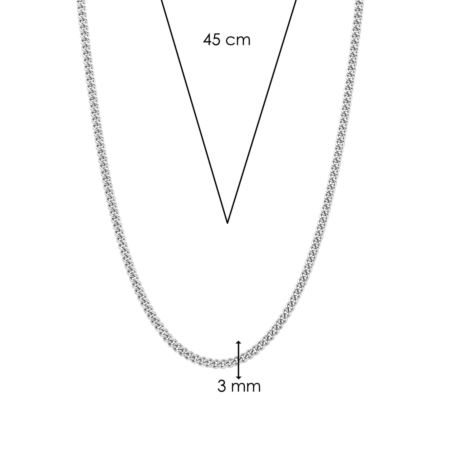 Sterling Silver Ladies or Gents Curb Necklace 34069SI/45