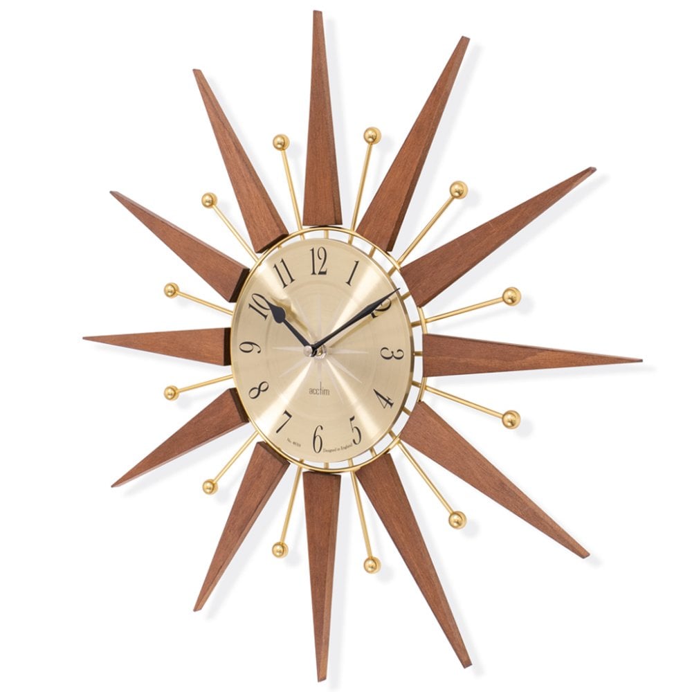 Gold Tone & Wood Spoke Quartz Wall Clock Wolcott 29506
