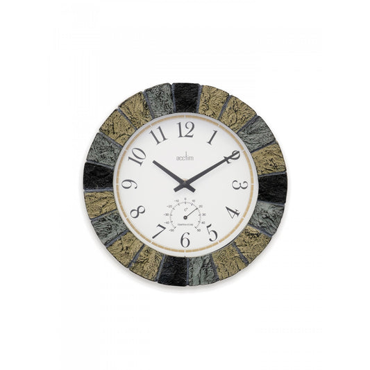 Slate Effect Wall Clock Indoor or Outdoor Bowfell 22427