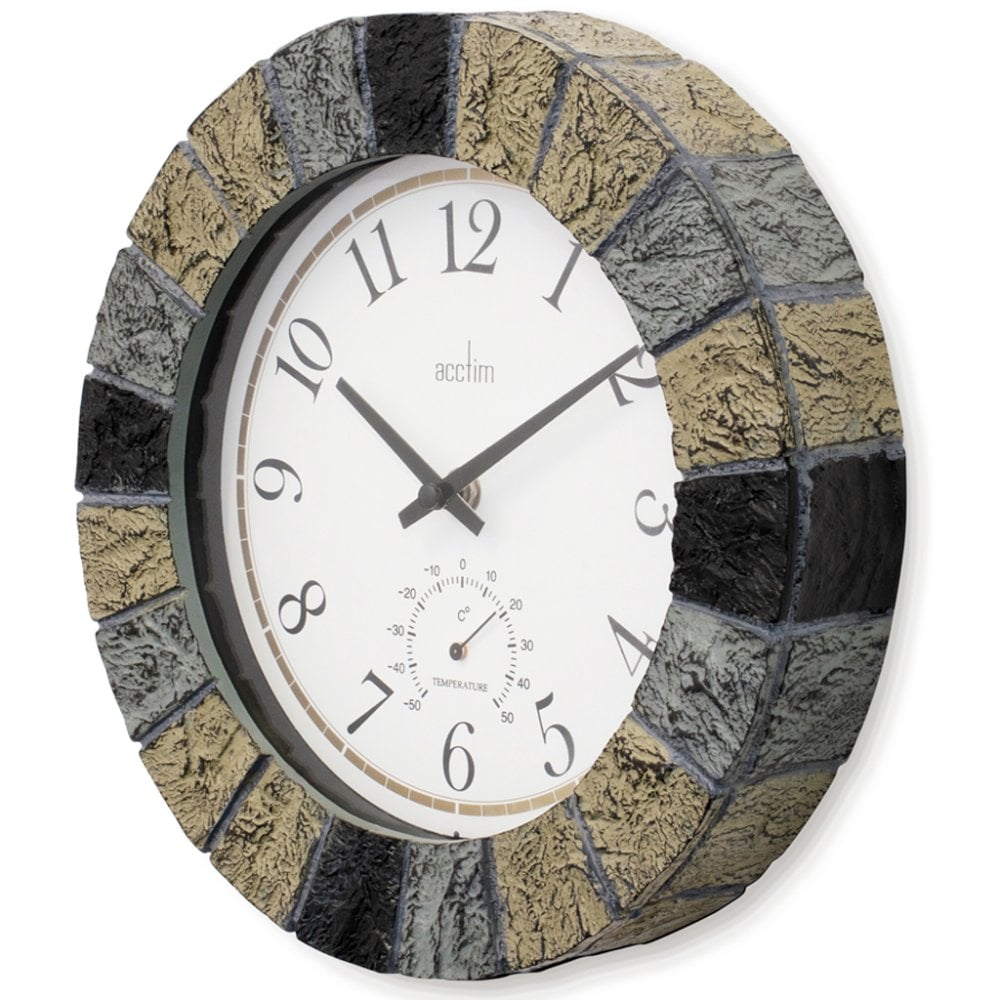 Slate Effect Wall Clock Indoor or Outdoor Bowfell 22427