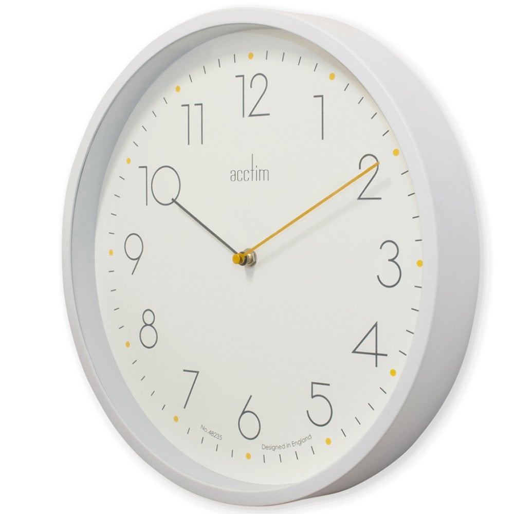 Round White Quartz Wall Clock, Silent No Tick 'Taby' 22792